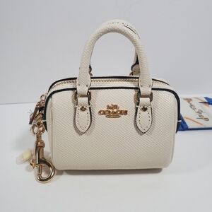 SOLD Coach Mini Rowan Bag Charm Chalk CU279 NWT